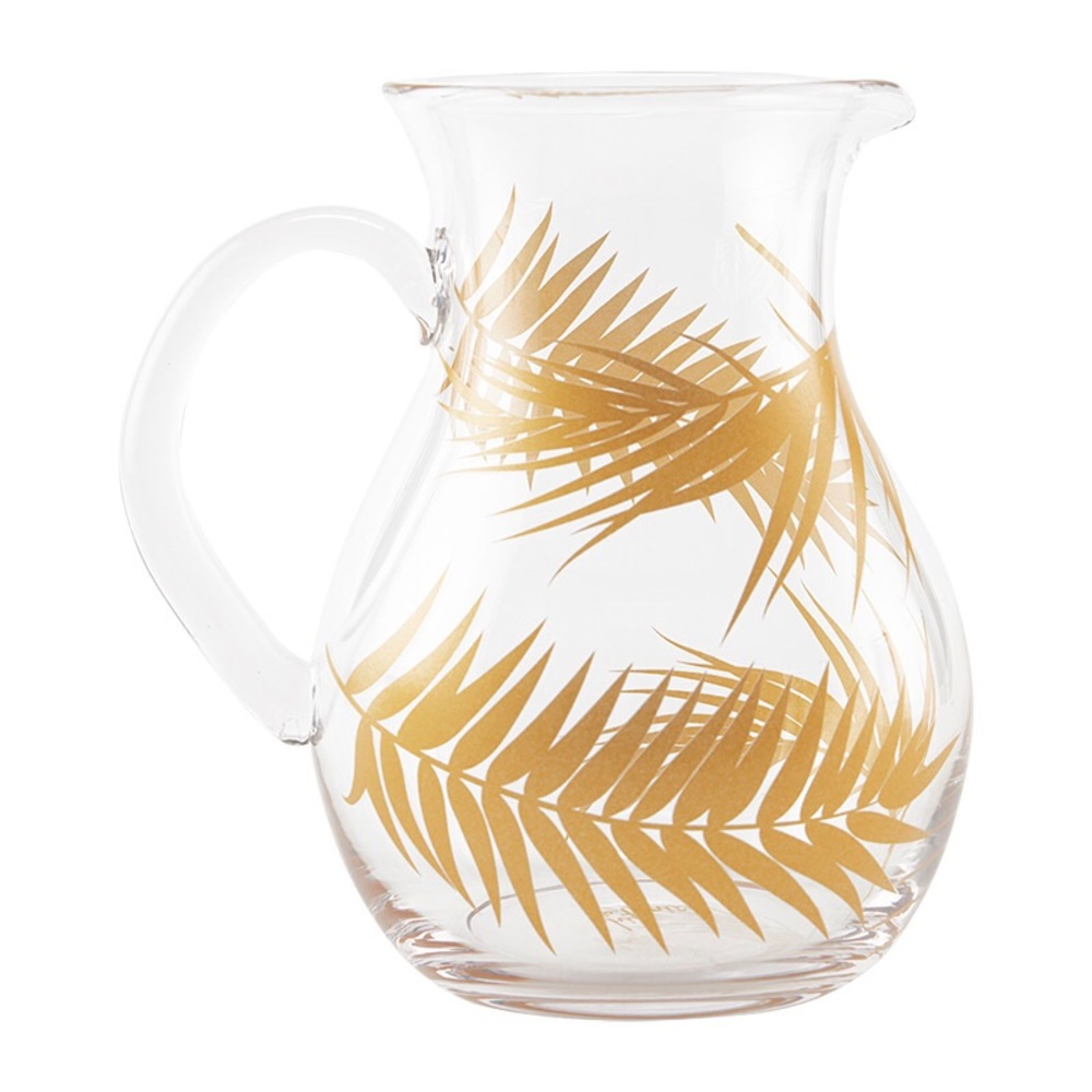 Chic and tonic gold palm design glass pitcher